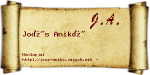 Joós Anikó névjegykártya